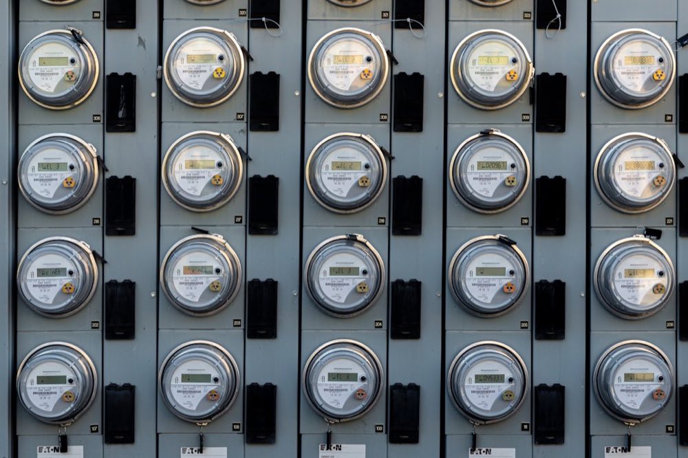 Wall of electricity meters